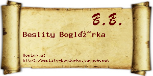 Beslity Boglárka névjegykártya
